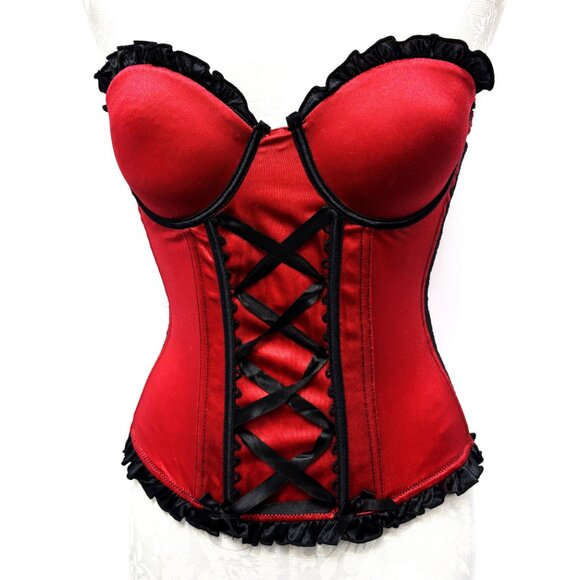 Morbid Threads Y2K Red & Black Corset Sz 34B - Picture 1 of 13